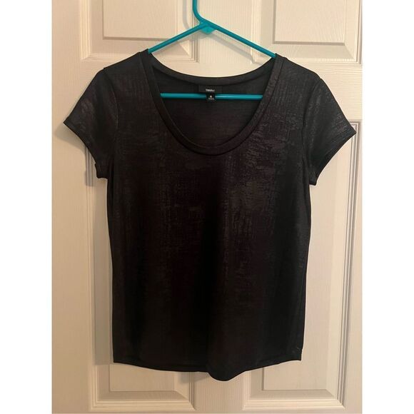 Mossimo Tops - Black Metallic Short Sleeve Crop Top